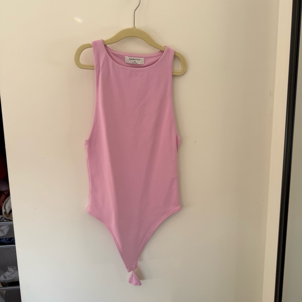 Babaton Baby Pink Green Contour 90s Bodysuit